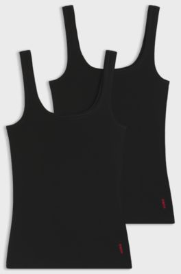 Zweierpack Unterhemden aus Stretch-Baumwoll-Jersey, Schwarz