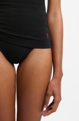 Set van twee onderhemden van katoenen jersey met stretch, Zwart