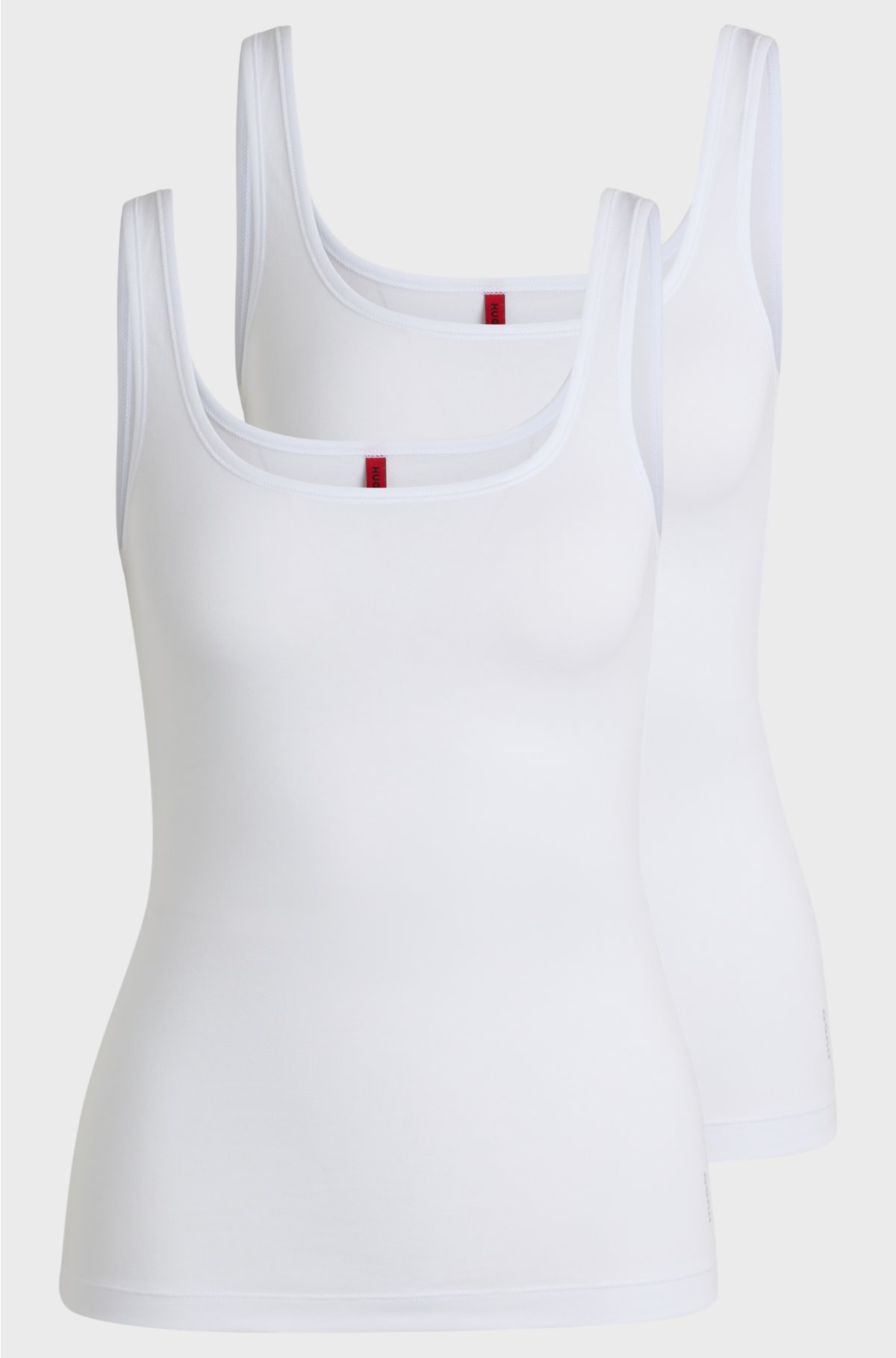 Two-pack of stretch-cotton vests with logo print, White