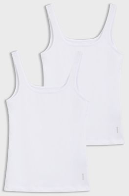 Zweierpack Unterhemden aus Stretch-Baumwoll-Jersey, Wei&szlig;