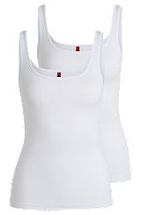 Two-pack of stretch-cotton vests with logo print, White