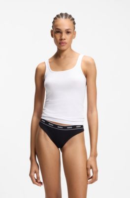 Paquete de 2 camisetas sin mangas en punto de algod&oacute;n el&aacute;stico, Blanco