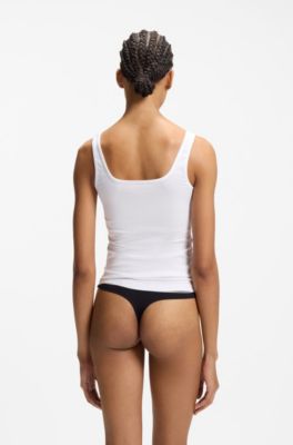 Canotte in jersey di cotone elasticizzato in confezione da due, Bianco