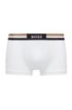 Cotton-blend trunks with signature-stripe waistband, White