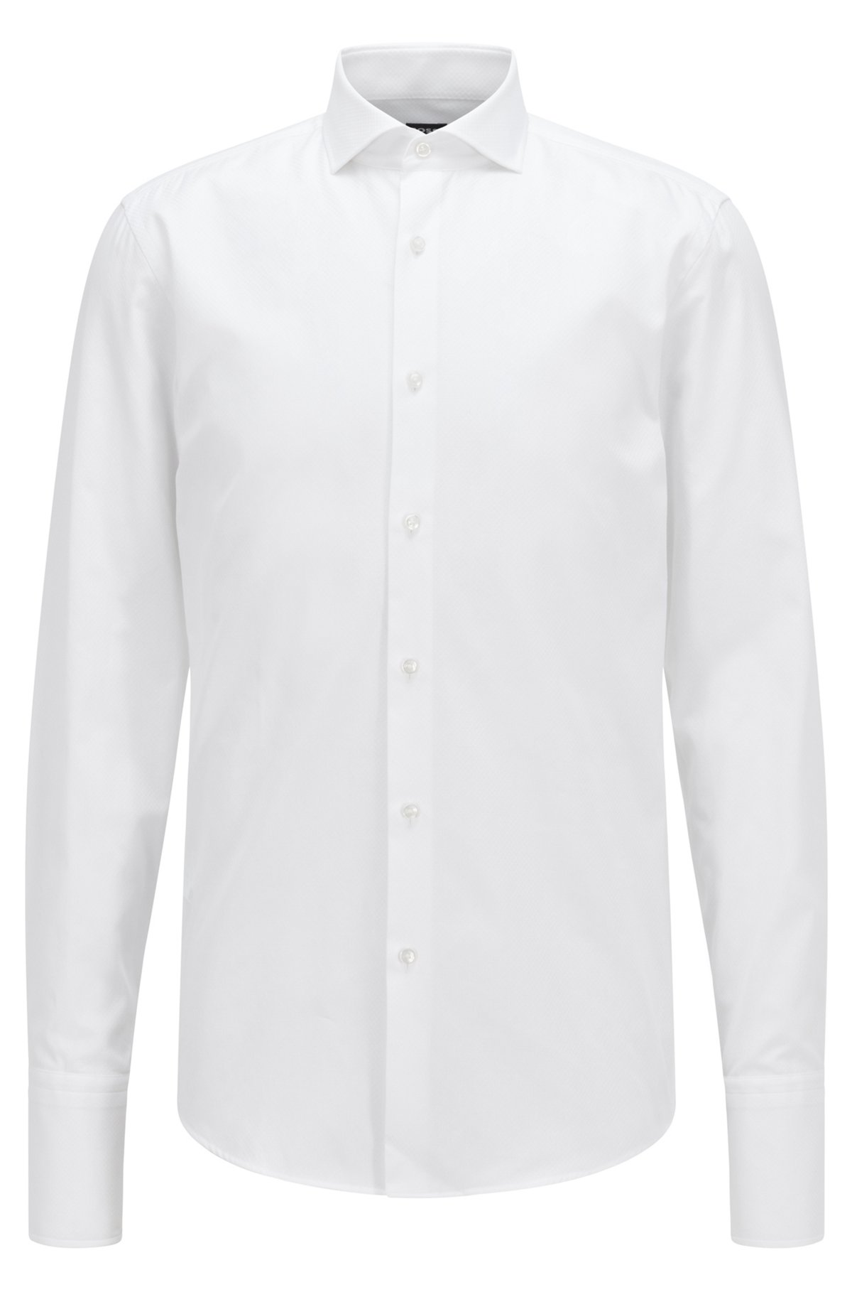 Slim-fit shirt in checked organic cotton, White