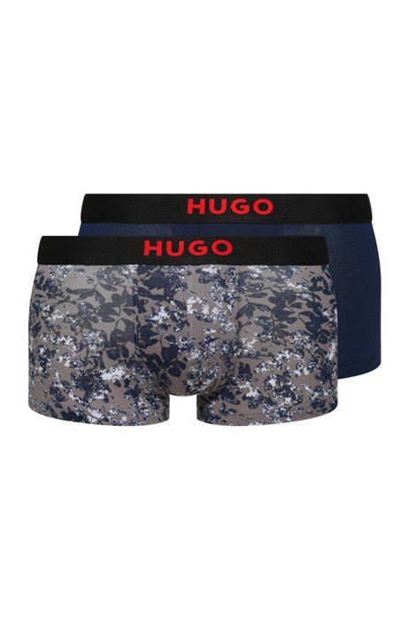 Two-pack of stretch-cotton trunks with logo waistbands, Light Grey