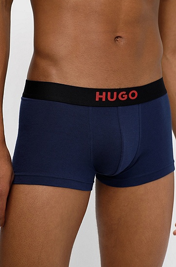 HUGO 雨果徽标裤腰弹力棉短裤两条装,  060_Open Grey