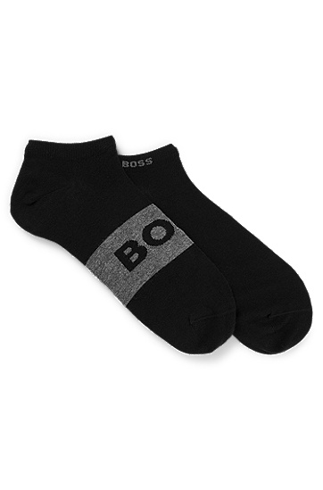BOSS 博斯弹性面料短袜两双装,  001_Black