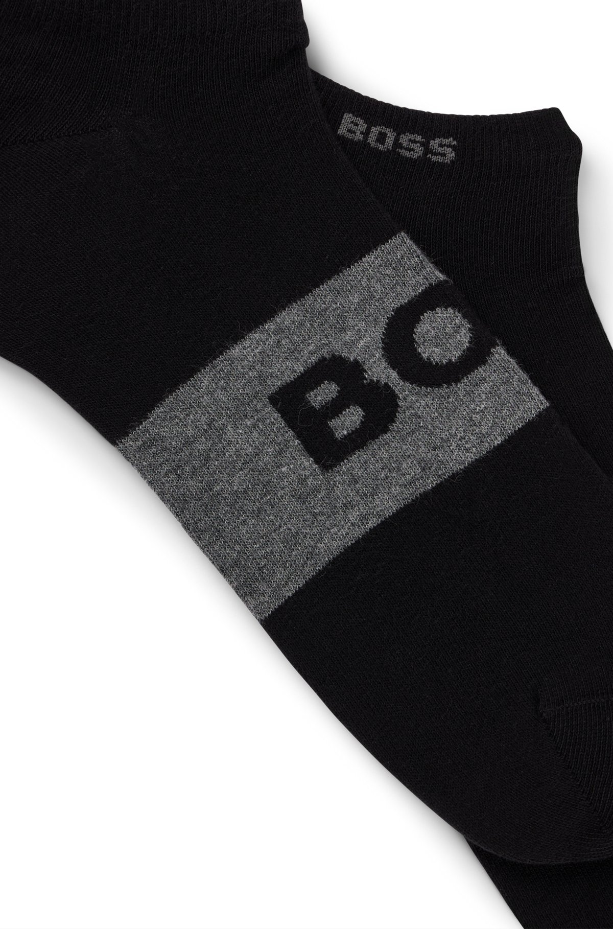 Paquete de dos pares de calcetines tobilleros de tejido elástico, Negro