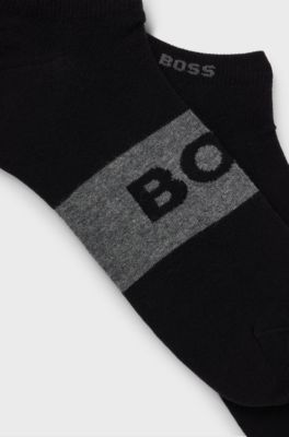Two-pack of ankle-length socks in stretch fabric, Black