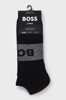 Two-pack of ankle-length socks in stretch fabric, Black