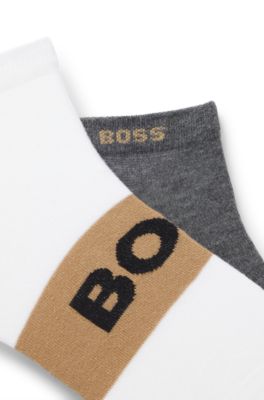 Two-pack of ankle-length socks in stretch fabric, White / Grey