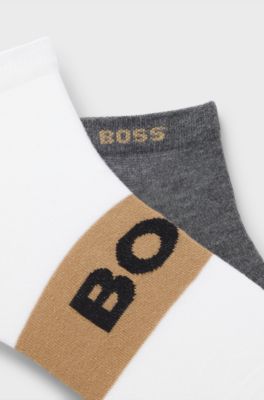 Two-pack of ankle-length socks in stretch fabric, White / Grey