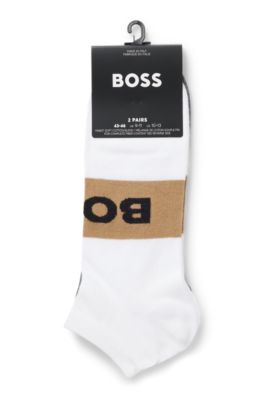 Two-pack of ankle-length socks in stretch fabric, White / Grey