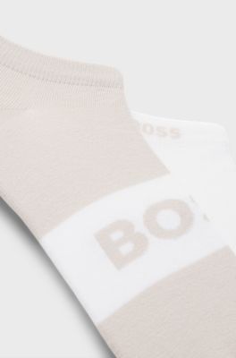 Set van twee paar enkelsokken van stretchmateriaal, Wit / Beige