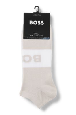 ソックス2足セット アンクルレングス ストレッチファブリック, ホワイト / ベージュ