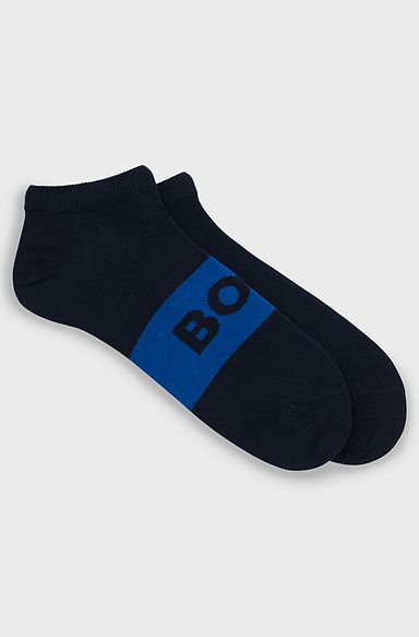 Two-pack of ankle-length socks in stretch fabric, Dark Blue