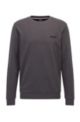 Regular-fit sweater van katoenen sweatstof met logostiksel, Donkergrijs