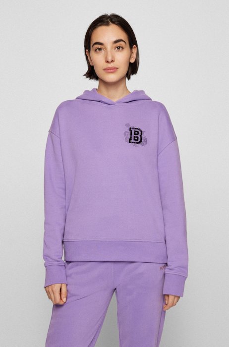 Branded-artwork hooded sweatshirt in cotton, Purple