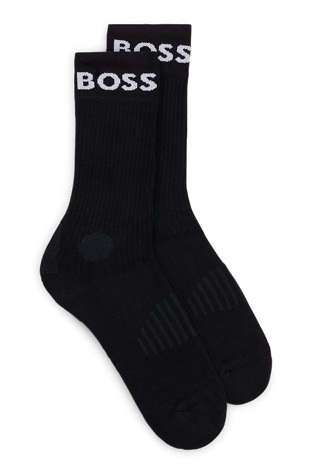 Two-pack of quarter-length socks in stretch fabric, Black