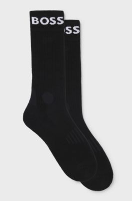 Two-pack of regular-length socks in stretch fabric, Black