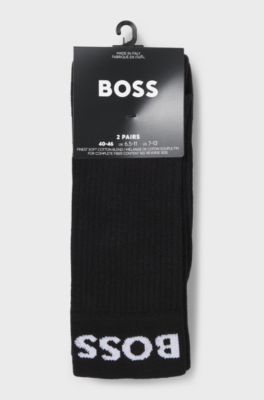 Two-pack of regular-length socks in stretch fabric, Black