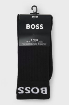 Two-pack of regular-length socks in stretch fabric, Black