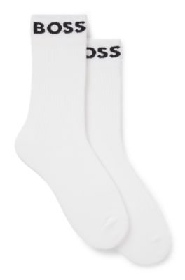 Kurze Socken aus Stretch-Gewebe im Zweier-Pack, Wei&szlig;