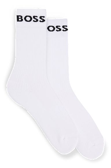 Two-pack of quarter-length socks in stretch fabric, White