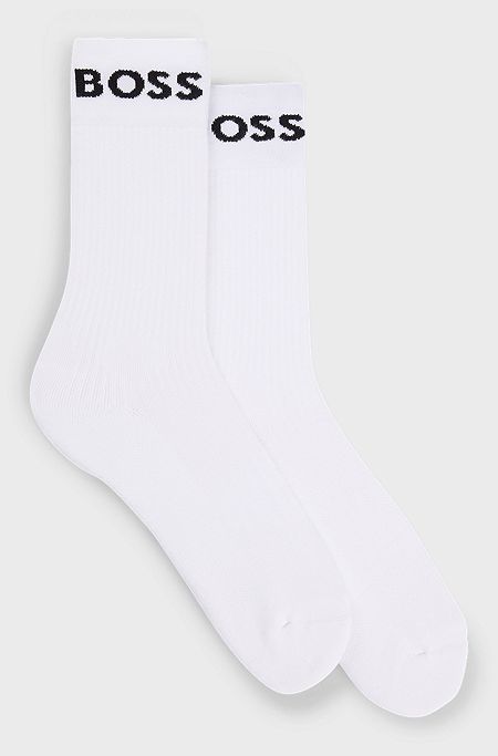 Two-pack of quarter-length socks in stretch fabric, White