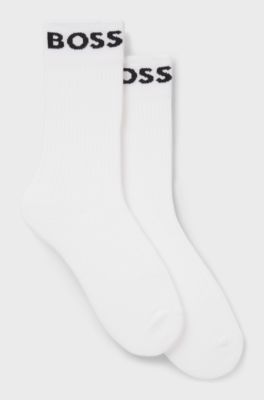 Lot de deux paires de chaussettes mi-mollet en tissu stretch, Blanc