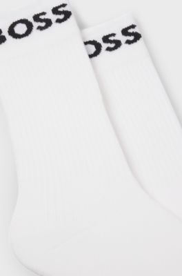 Calze ad altezza regolare in tessuto elasticizzato in confezione da due, Bianco