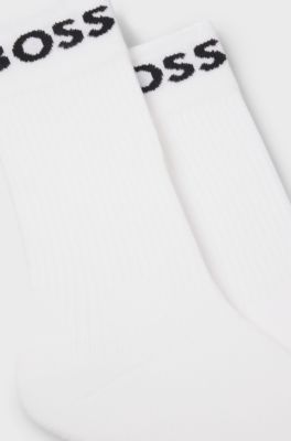 Lot de deux paires de chaussettes mi-mollet en tissu stretch, Blanc