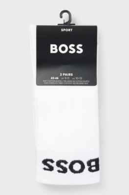 Lot de deux paires de chaussettes mi-mollet en tissu stretch, Blanc