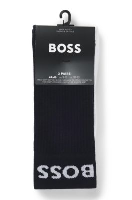 Two-pack of quarter-length socks in stretch fabric, White / Dark Blue