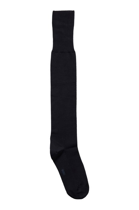 Knee-length socks in mercerised Egyptian cotton with stretch, Dark Blue