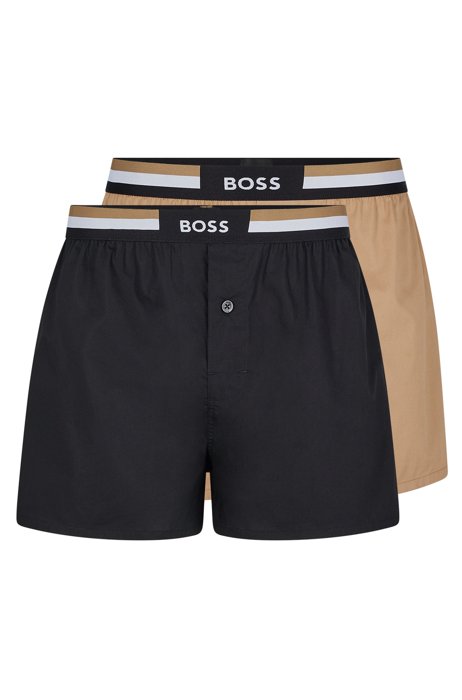 Two-pack of pyjama shorts with signature-stripe waistbands, Beige