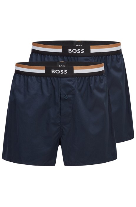 Two-pack of pyjama shorts with signature-stripe waistbands, Dark Blue