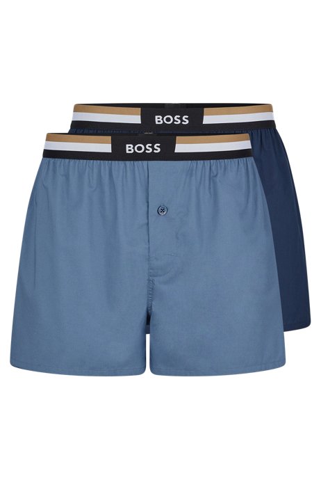 Zweier-Pack Pyjama-Shorts mit charakteristischen Streifen am Bund, Blau