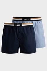 Two-pack of cotton pyjama shorts with signature waistbands, Blue