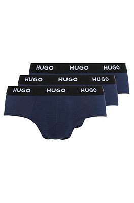 HUGO - Dreier-Pack Slips aus Stretch-Baumwolle mit Logo am Bund
