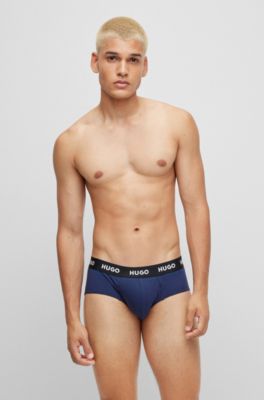 HUGO - Dreier-Pack Slips aus Stretch-Baumwolle mit Logo am Bund