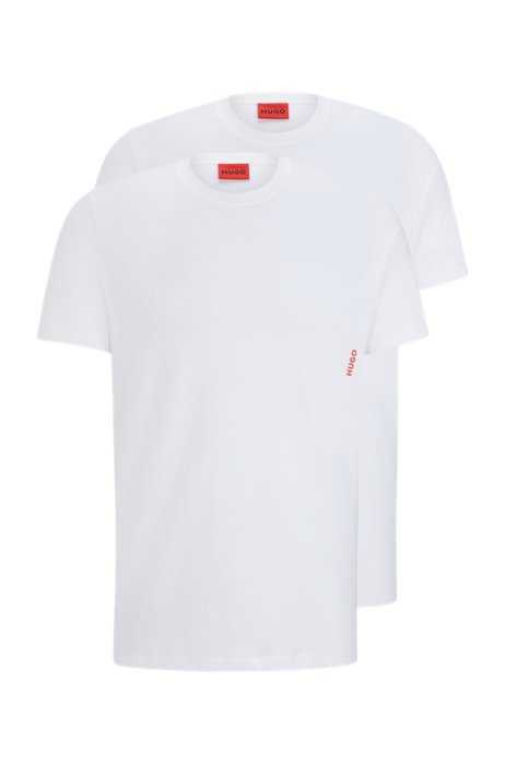 Zweier-Pack T-Shirts aus Baumwolle mit vertikalem Logo, Weiß