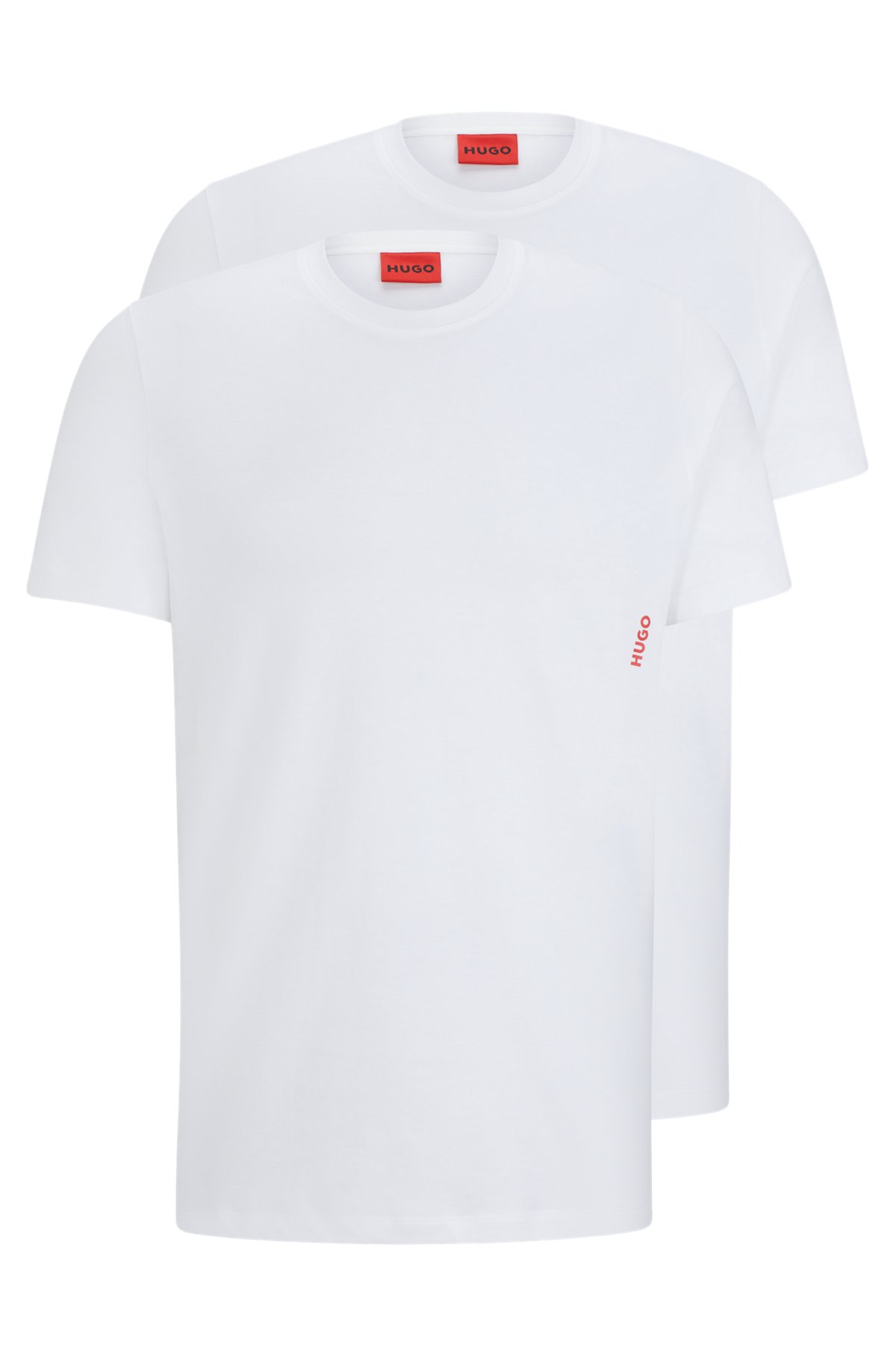 Maglietta intima in cotone con logo verticale in confezione da due, Bianco