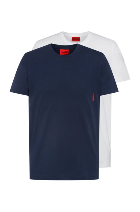 Zweier-Pack T-Shirts aus Baumwolle mit vertikalem Logo, Dunkelblau