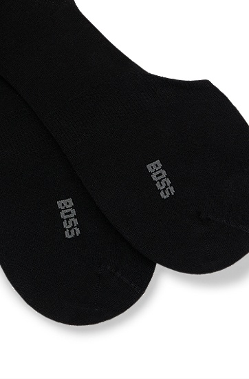 BOSS 博斯棉质混纺隐形船袜两双装,  001_Black