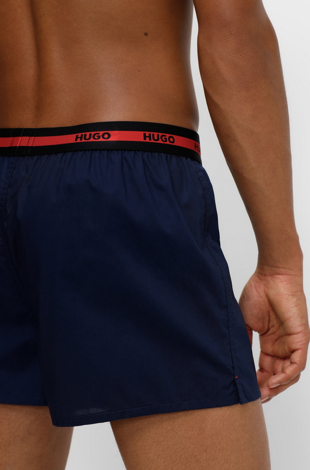 Zweier-Pack Boxershorts aus Baumwolle mit Logo am Bund, Rot/Dunkelblau
