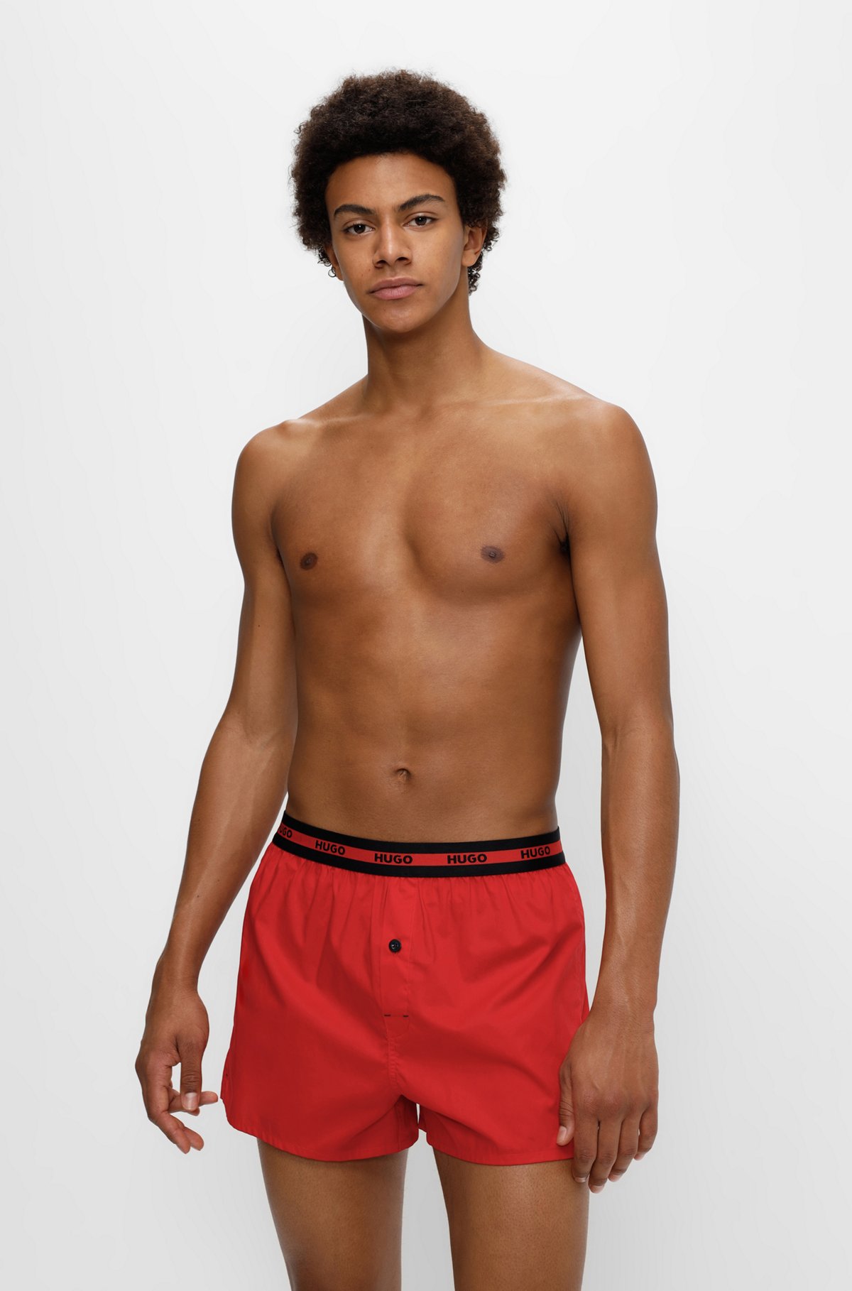 Zweier-Pack Boxershorts aus Baumwolle mit Logo am Bund, Rot/Dunkelblau