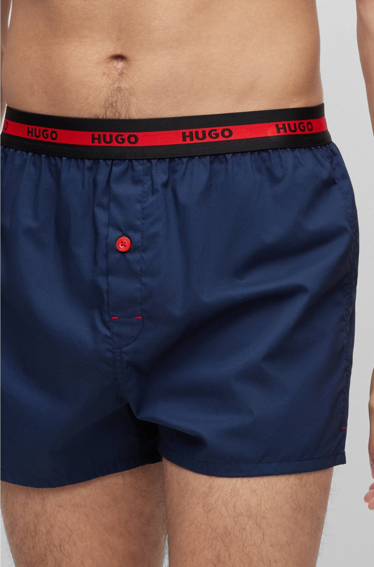 HUGO - Two-pack of cotton boxer shorts with logo waistbands