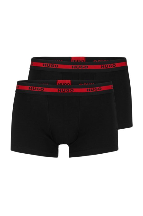 Two-pack of logo-waistband trunks in stretch cotton, Black